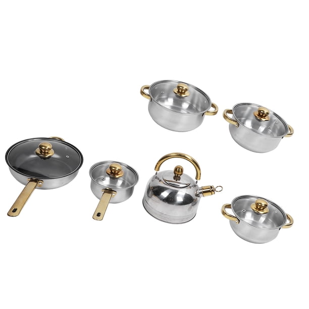 JUEGO DE UTENSILIOS DE COCINA DE ACERO INOXIDABLE, OLLAS Y SARTENES FÁCLES DE LIMPIAR, NO SE OXIDAN, PARA EL HOGAR, COCINA, RESTAULE, COCOCINA DE LA INDUCCION COMPLETA