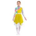 thumbnail image 2 of YiZYiF Robe de Danse Lyrique pour Filles, Imprimé Color Block, Robe de Culte Métallique Irrégulière Jaune 8, 2 of 5