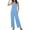 #294-Blue, variant on Women's Sleeveless Jumpsuit with Round Neck Tie-Waist Pocket and Pleated Detail Casual Chic
