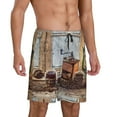 thumbnail image 3 of Rocae Oil Lamp Coffee Beans for Men's Soft Sleep Pajama Shorts, Waistband and Pockets, 3 of 9