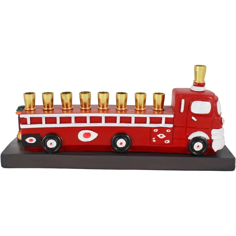 Red Fire Truck Menorah with Dalmatian and Hydrant photo 8