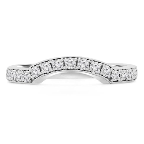 Majesty Diamonds MD190242-8.25 0.33 CTW Round Diamond Semi-Eternity Wedding Band Ring in 14K White Gold - Size 8.25
