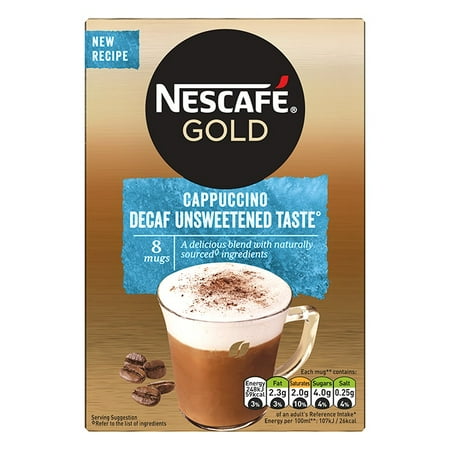 Nescafe Gold Cappuccino Decaf Unsweetened Instant Coffee 8 x 15g Sachets 120g