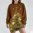 thumbnail image 2 of Pisexur Robes pour Femmes Noël Décontracté Robe Chandail à Col Rond Manches Longues Imprimé de Noël Robe des Fêtes Mode Automne Robe Courte, 2 of 3