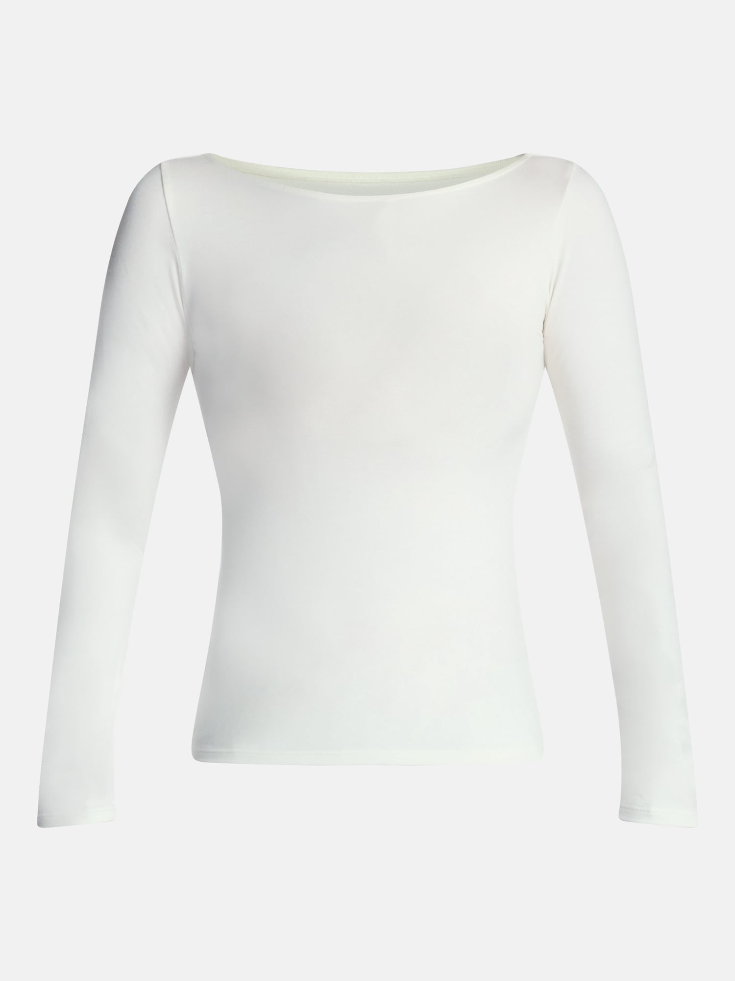 No Boundaries Cotton Stretch Jersey Boat Neck Shirt with Long Sleeves, Women's XS-XXXL