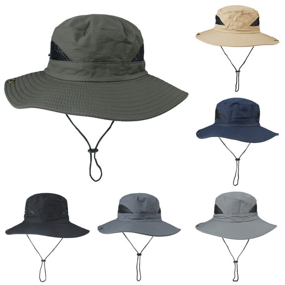 Unisex Adjustable Boonie Hat for Outdoor Sun Protection Wide Brim Fisherman Style Cap