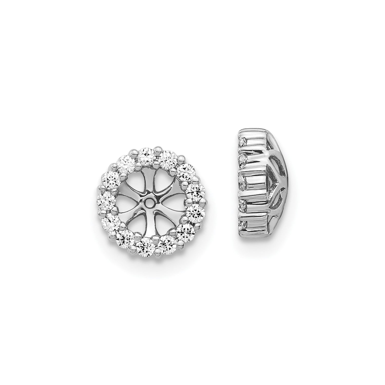 14k Yellow or White Gold 10mm Cubic Zirconia Halo Earring Jackets 