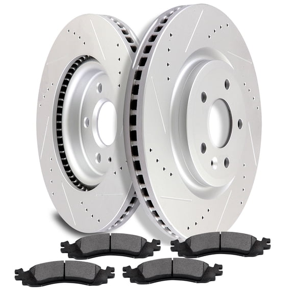 CCIYU Rear Premium Brake Rotors + Ceramic Brake Pads fit for 2011-2012 for Ford Taurus