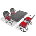 thumbnail image 3 of Black Aluminum Outdoor Dining Set with 4 Swivel Chairs and Rectangular Table, 5-Piece, 3 of 10