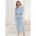 thumbnail image 3 of Heartnice Fluffy Pajamas set for Women Fleece Pullover 2 Piece Pjs Set Soft Plush Sleepwear Winter Loungewear(Grey Blue, M）, 3 of 4