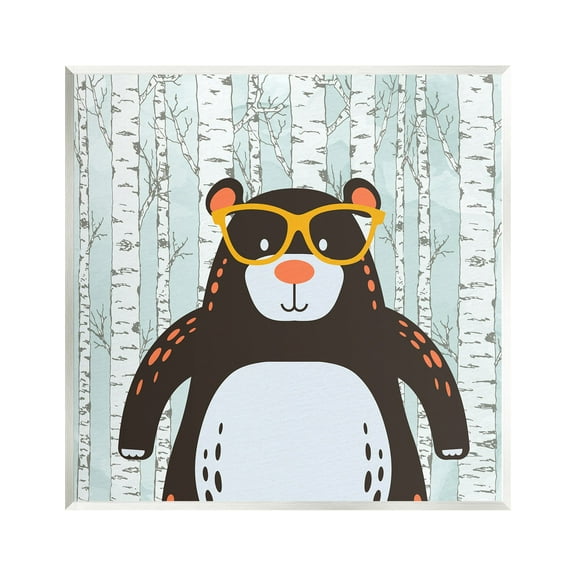 Stupell Industries Bear & Birch Trees Animals & Insects Painting Unframed Art Print Wall Art, 12 x 12