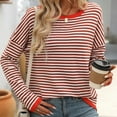 thumbnail image 6 of Utoimkio Cable Knit Striped Fall Crewneck Sweater Women's Soft Pullover Sweaters for Women, 6 of 8