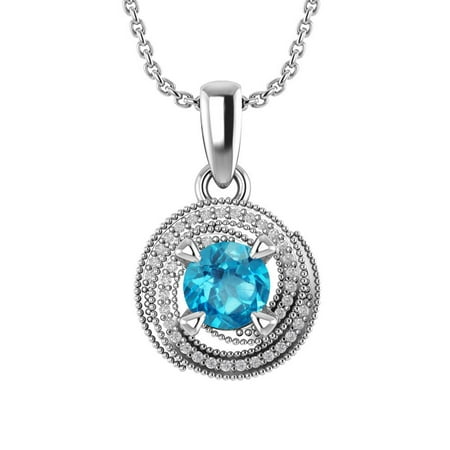 Sterling Silver Whirl Necklace in Swiss Blue Topaz