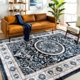 thumbnail image 2 of Vintage Area Rug 8x10 Navy Blue For Kitchen - Non-slip, Washable, Floral Design, Main Rug, Bohemian Style Living Room Machine-made, Fine Weave, 2 of 2