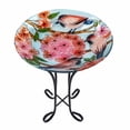 thumbnail image 1 of Teamson Home 17.8" Outdoor Handpainted Birds & Flowers Glass Birdbath, Multicolor, 1 of 5