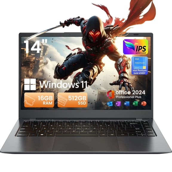 ARCBUC 14" Laptop Computer , Intel 6500Y ,16GB RAM 512GB SSD,Dual 4K Output ,1080p Display, Type-C PD WiFi5 BT5.0, Office 2024, Windows 11 for Business, Student