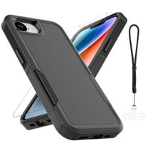 Dteck for iPhone 16e Case with Screen Protector, Military Grade Heavy Duty Shockproof Phone Cover for iPhone 16E 6.1" 2025,Black