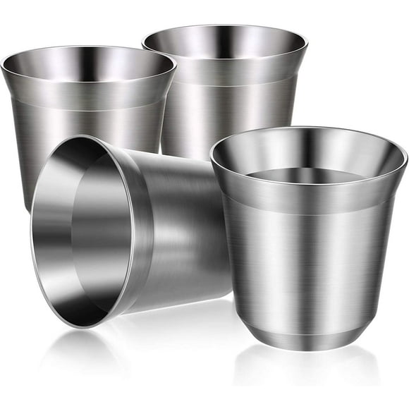 GHSDFBB 4 Pieces Stainless Steel Espresso Cups 2.7 oz 80 ml Double Wall Insulated Cups Heat Resistant Espresso Coffee Cups Unbreakable Stemless Tumbler Small Cup for Indoor or Outdoor Events