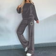 thumbnail image 6 of Dxzfnsa Women 2 Piece Outfits Sweatsuit Oversized Long Sleeve Pullover Off the Shoulder Tops Wide Leg Pants Lounge Set S-3XL, 6 of 9