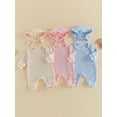 thumbnail image 3 of RUINIXCW Newborn Baby Girl Hospital Coming Home Outfit Infant Baby Girl Spring Fall Winter Clothes Heart Romper Ruffled Trim Jumpsuit Hat 2 Pcs Set, 3 of 9