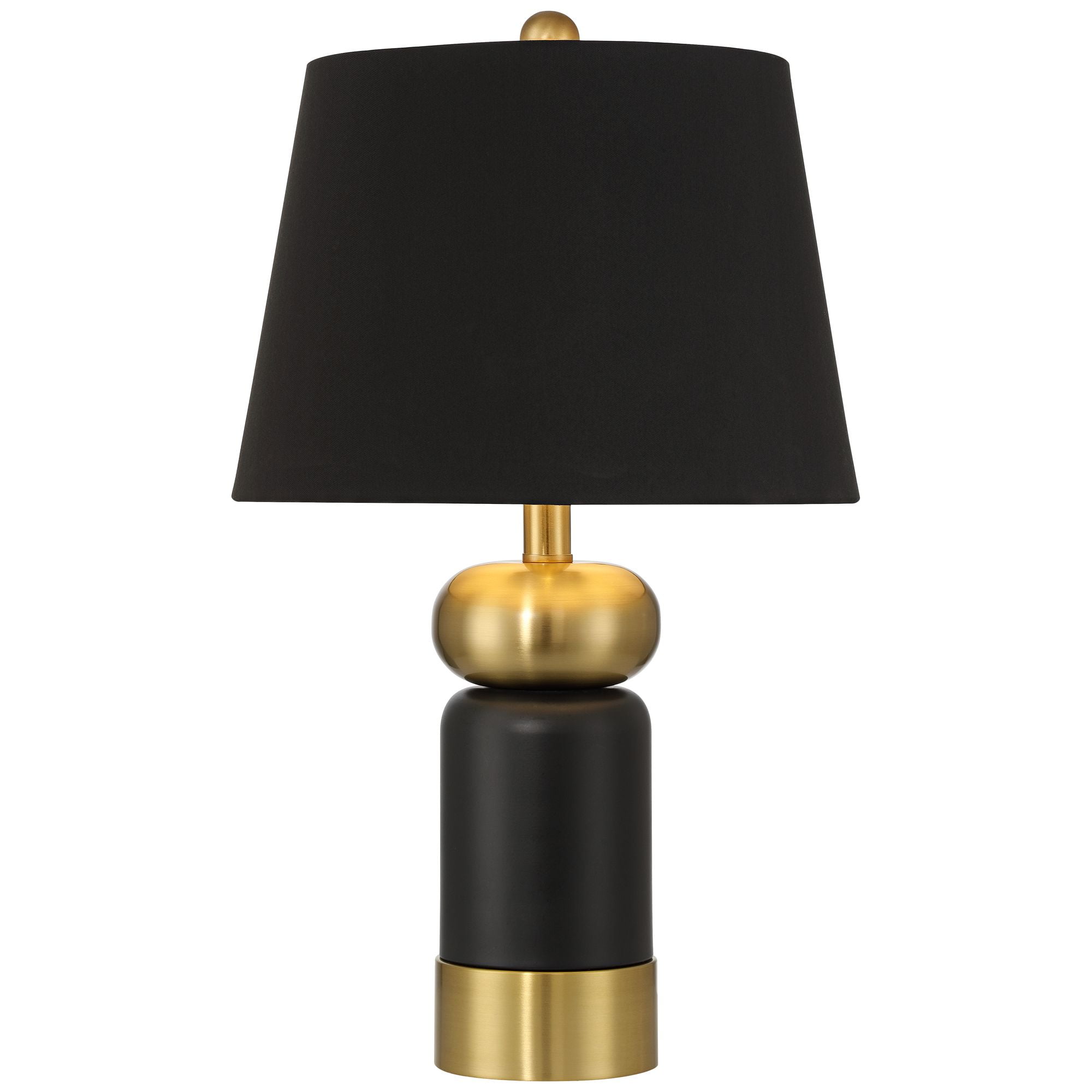 360 Lighting Anthem 21 3/4" High Small Modern Accent Table Lamp Black Brass Finish Metal Single Black Shade Living Room Bedroom