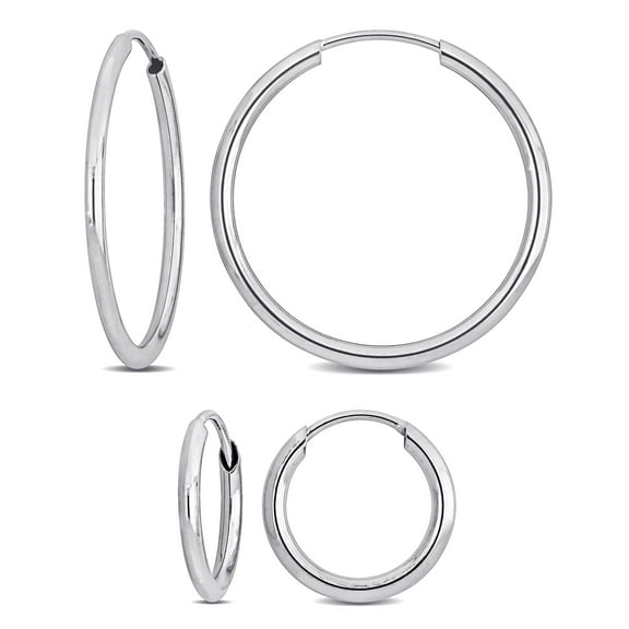 Everly Women's 14kt White Gold 11mm & 20mm Hoop 2-Pc Earrings Set