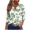 thumbnail image 2 of Fiudx Ofertas Flash Artículos En Oferta Blusa de Manga 3/4 Corta Estampada a La Moda para Mujer, Blusa Informal con Cuello Redondo, 2 of 5