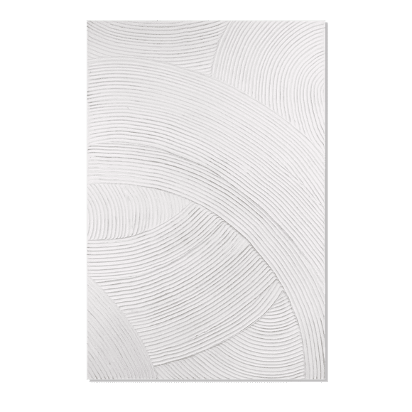 Bouclair White Tone on Tone Embossed Abstract Oil Painting 30 X 45 in (76.2 X 114.3 cm)