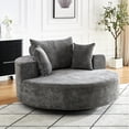 thumbnail image 4 of 55''l Grey Chenille Foam Swivel Sleeper, Fluffy Modern For Living, Bedroom, Lounge, Projection Room, 360 Degree Spin, Easy Setup Chair, 55''l, Rotation Living Space, Area, Grey, Install, 4 of 6