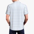 thumbnail image 3 of Balery Blue Checkboard Printed Men’s Short Sleeve Polo Shirt, Midweight Men's Shirt,Golf Polo shirts -Small, 3 of 8