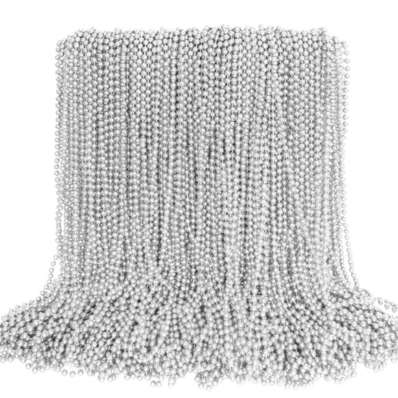 Collar de abalorios EOBOH de plata para Mardi Gras, 100 unidades, para regalos de fiesta
