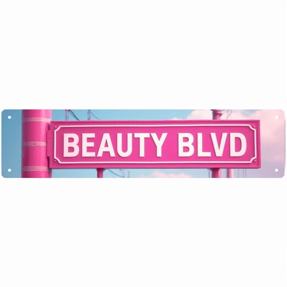 Decorative Tin Sign - 16*4 Inch "BEAUTY BLVD" Glam Design for Salon, Bedroom, Bathroom - Vintage Metal Sign, Ideal for Funny Room Decor, Outdoor Signs, Unique Wall Decor