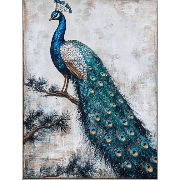 Peacock Decorative Painting/Canvas Art， Suitable for Living Room， Bedroom， Dining Room， Office， Study， Hallway， Hotel， Restaurant， Apartment， Entryway Decoration