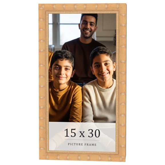 15x30 Light Brown Bamboo Real Wood Picture Frame Width 1.5 inches | Interior Frame Depth 0.5 inches