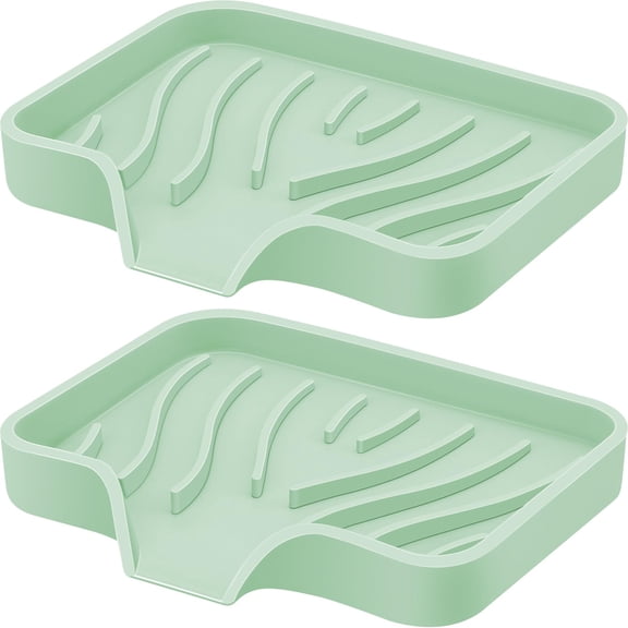 Minzimin Silicone Soap Dish with Drain, Kitchen Soap Tray for Shower 2 Pack Self Draining Soap Dish Soft Bathroom Soap Holder for Kitchen Sink Flexible Portable Soap Saver