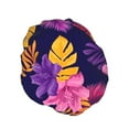 thumbnail image 2 of Kll Purple Flower Pattern Shower Cap & Bath Cap For Women,Reversible Oversized Waterproof Shower Caps For All Hair Lengths,Elastic Reusable Bathing Hair Cap, 2 of 9