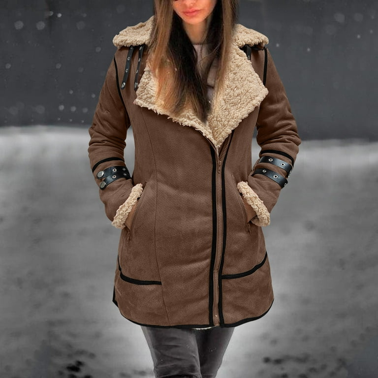 HAXMNOU Men Plus Size Winter Coat Lapel Long Sleeve Padded Leather Jacket Vintage Thicken Sheepskin Jacket Khaki XXL - Walmart.com