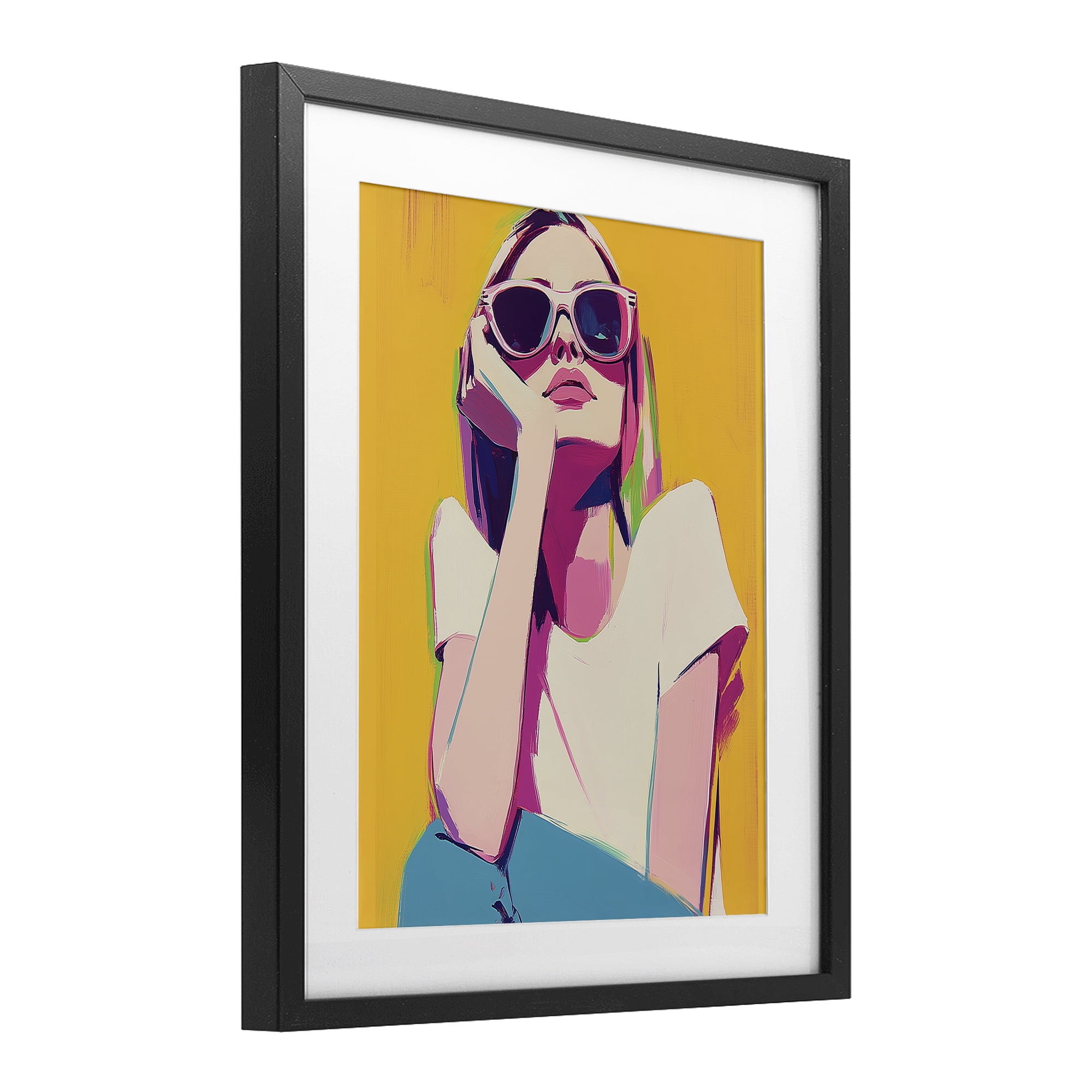 Stupell Industries Chroma Shades Girl Black Framed Print Under Glass, design by Walker Noble