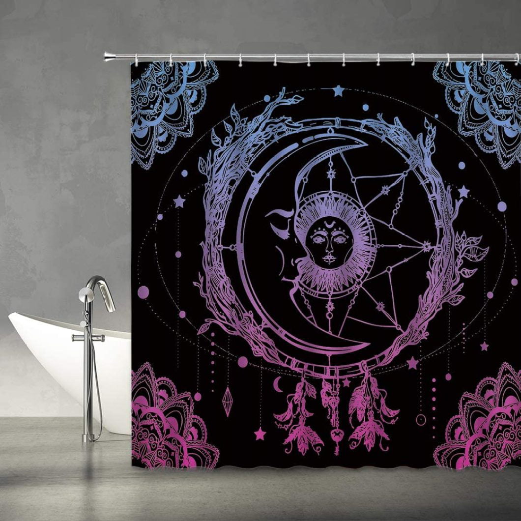 Details about   Zodiac Shower Curtain Boho Star Moon Mandala Print for Bathroom 
