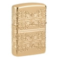 thumbnail image 2 of Zippo Lucky Clover Design Armor High Polish Gold Plate Pocket Lighter, 2 of 8