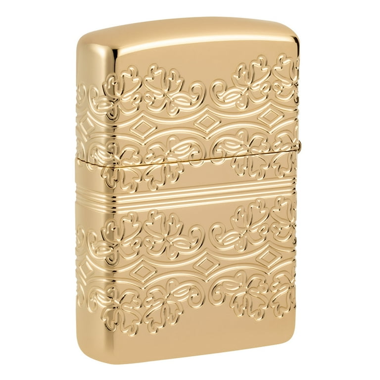 Zippo Lucky Clover Design Armor High Polish Gold Plate Pocket