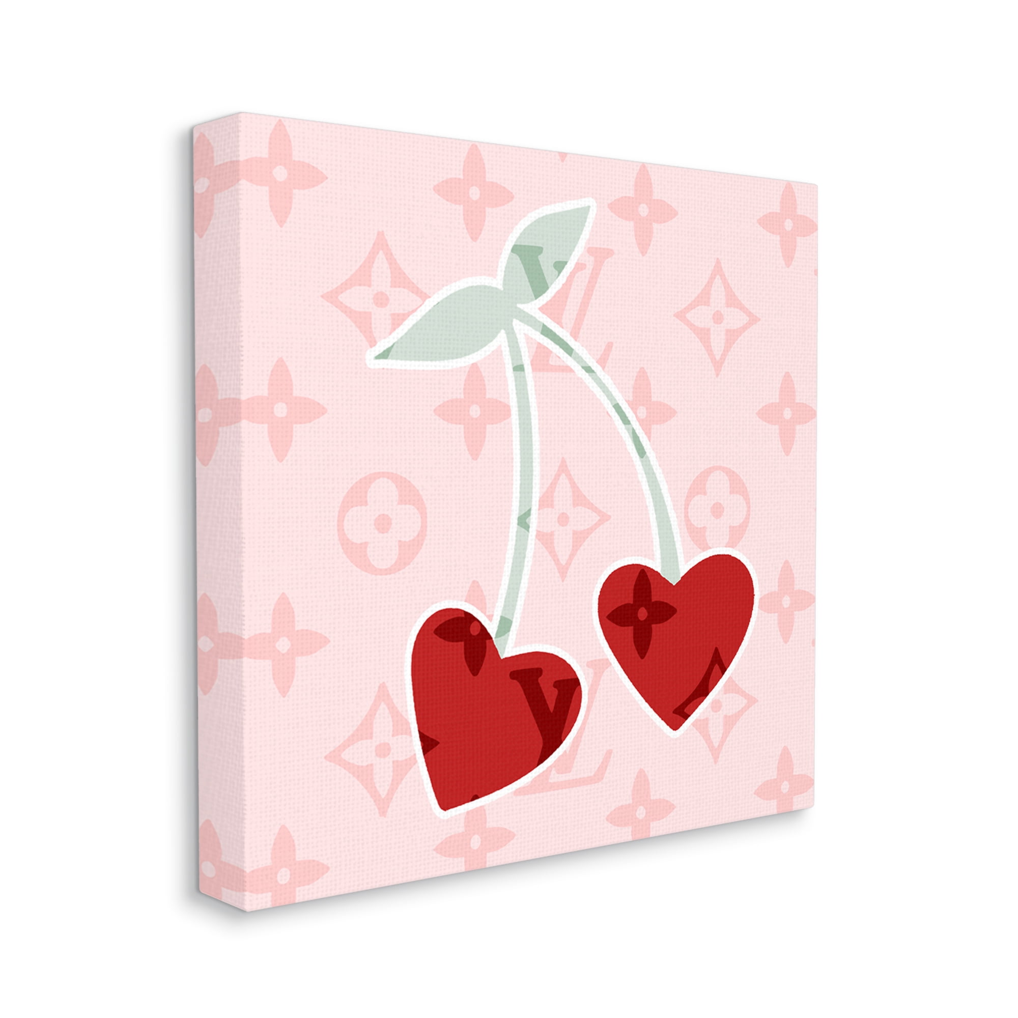 Stupell Industries Pink Glam Cherry Hearts Food & Beverage Painting Gallery Wrapped Canvas Print Wall Art, 30 x 30