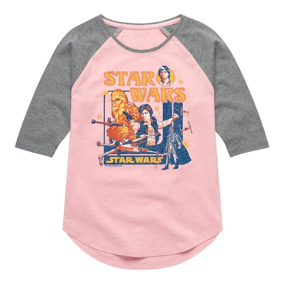 Star Wars - Han Solo and Chewie Retro - Toddler And Youth Girls Shirt Tail Raglan