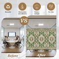 thumbnail image 5 of Green Boho Window Privacy Film, Farmhouse Tribal Vintage Tribal Texture Static Cling UV Sun Blocking Heat Control Window Tint Day and Night, Non-Adhesive One Way Windows Privacy Cover 17.7''x78.7'', 5 of 7