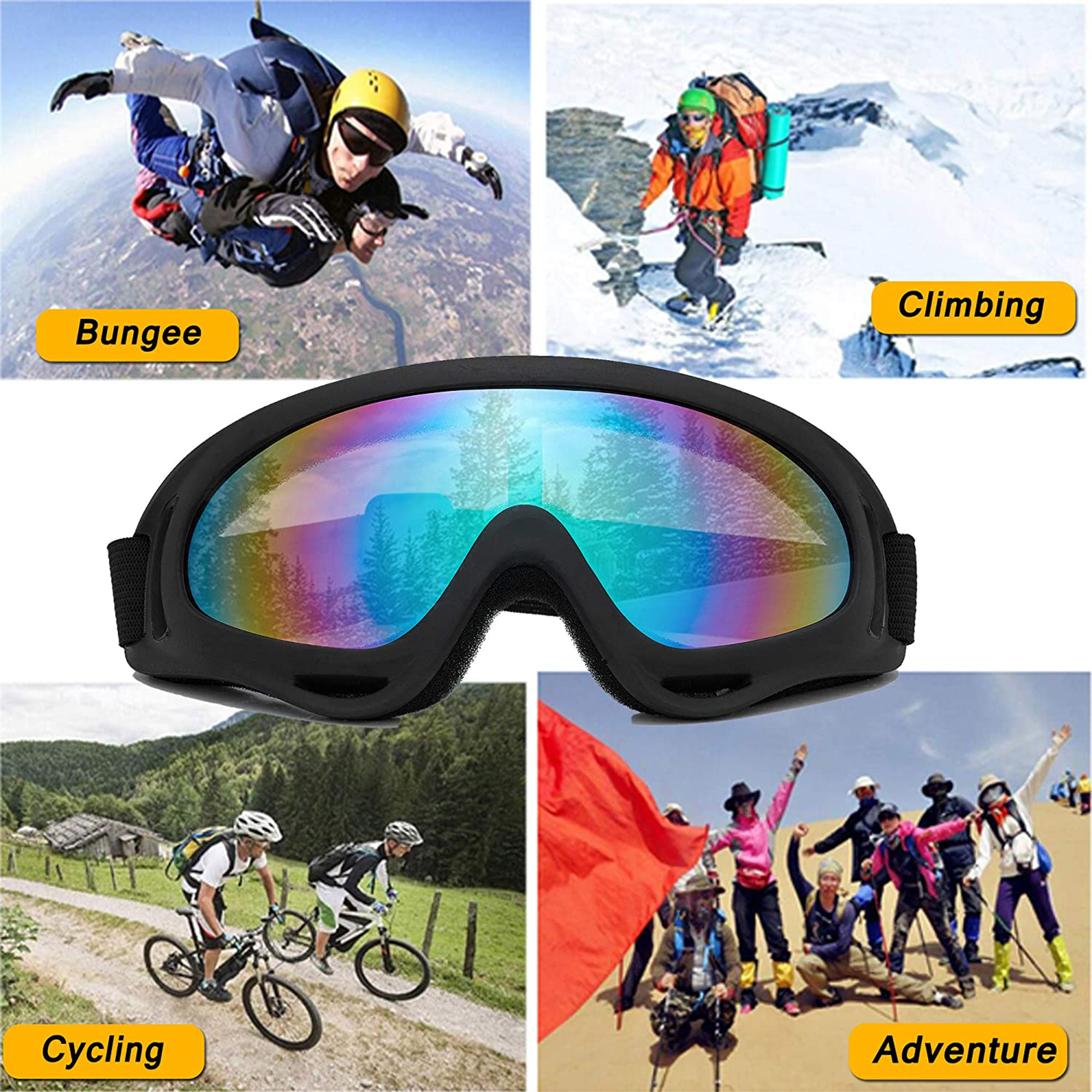 YouLoveIt Ski Goggles, 2-pack Winter Outdoor Sports Goggles Ski Snowboard Goggles Anti-fog UV Protection, Skate Glasses Bicycle Motorcycle Protective Glasses for Men Women Youth - image 2 of 9