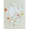 thumbnail image 3 of 3Pcs Newborn Baby Boy Halloween Outfit Cutest Pumpkin Long Sleeve Romper Bodysuit Tops Jogger Pants Set with Hat, 3 of 8