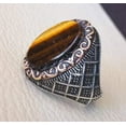 thumbnail image 3 of Tiger Eye Mens Ring, Natural Tiger Eye Ring, Birthstone Ring, Silver Jewelry, 925 Silver Ring, Birthday Gift, Heavy Mens Ring, Arabic Design, Ottoman Style Ring, Christmas, Turkey Mens Signet Ring, 3 of 5