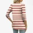 thumbnail image 4 of Womens Plus Size Fall Clothes, 3/4 Sleeve Shirts for Women Fashion Loose Fit Striped Printed Button Up Crewneck T-Shirts, 4 of 6