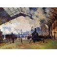 thumbnail image 2 of Monet, Claude 18x14 Black Ornate Wood Framed with Double Matting Museum Art Print Titled - St Lazare Station The Arrival Of The Train From Normandy, 2 of 4