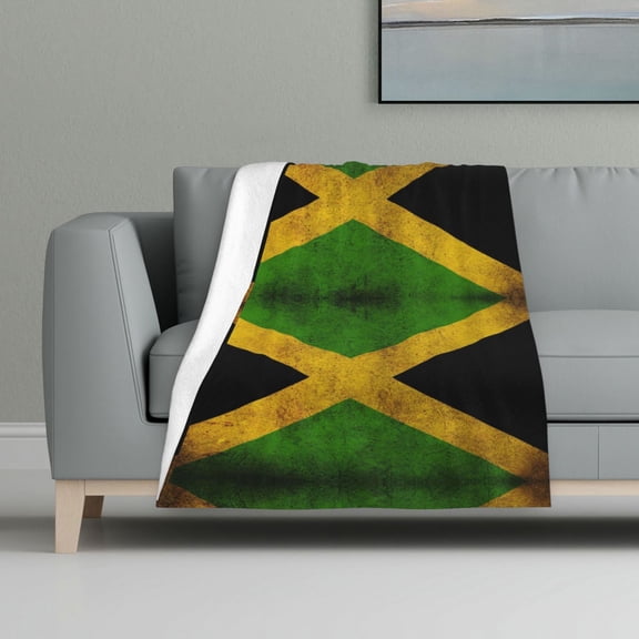 Throw Blanket Retro Jamaican Flag Flannel Blanket Soft Throw Blanket For Couch Bed All Seasons (32"X48")